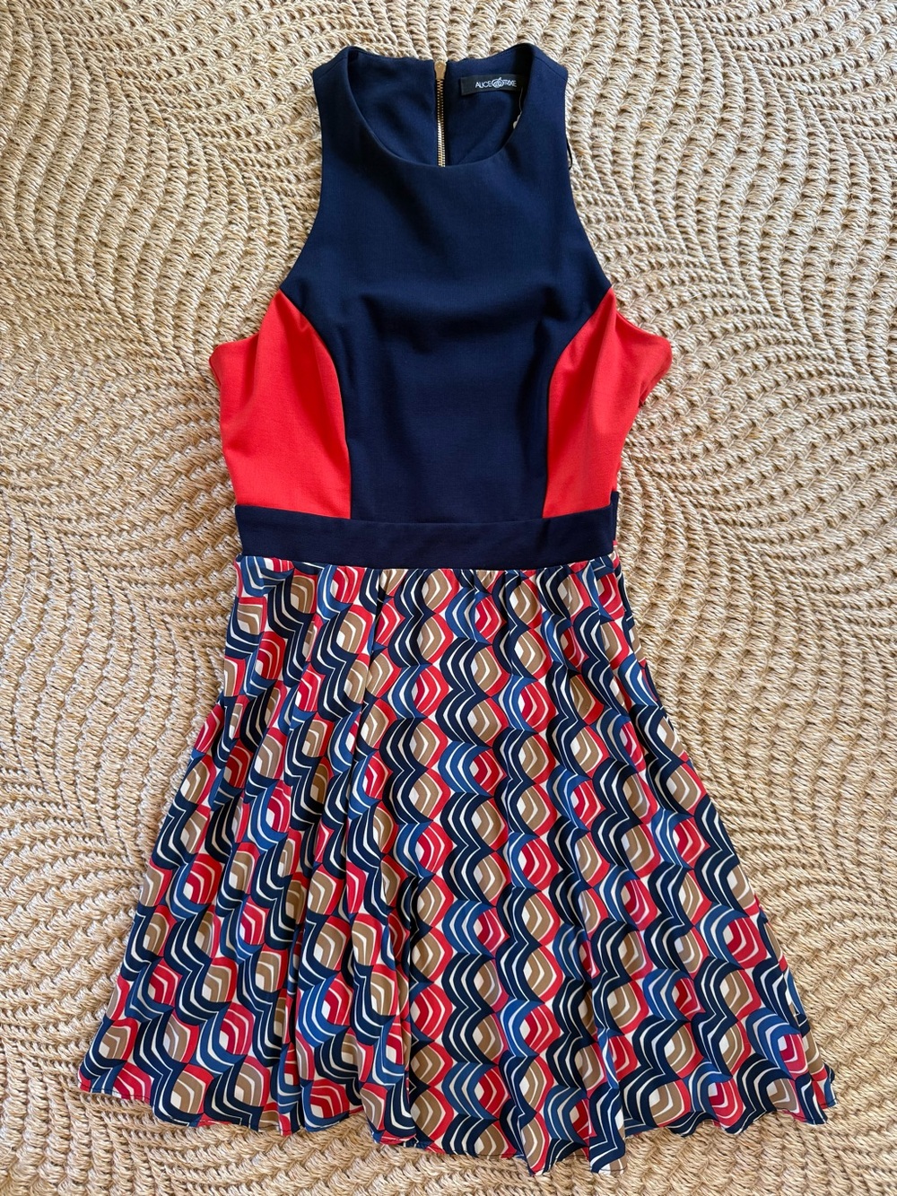 Alice & Trixie Navy, Red and Multicolor Geometric Print Girls' Dress